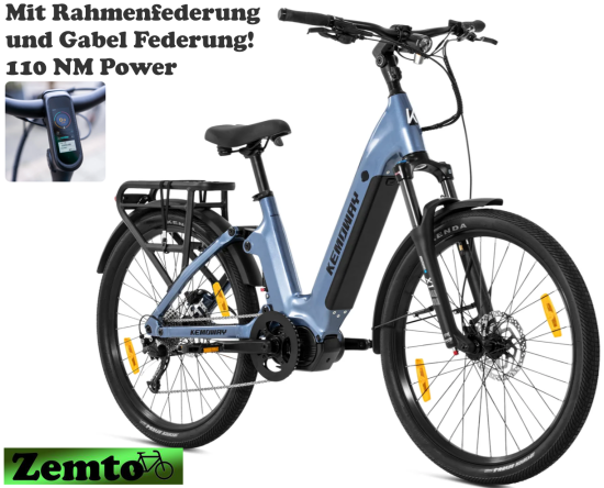 Damen E-Bike Kemoway City K5s, Vollgefedert, 110NM, 720WH, blau